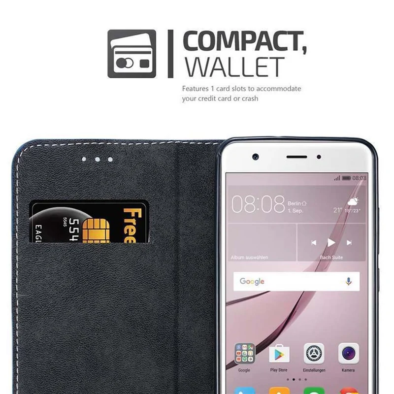 Cadorabo Hülle kompatibel mit Huawei NOVA Schutzhülle mit Magnetverschluss, Standfunktion und Kartenfach