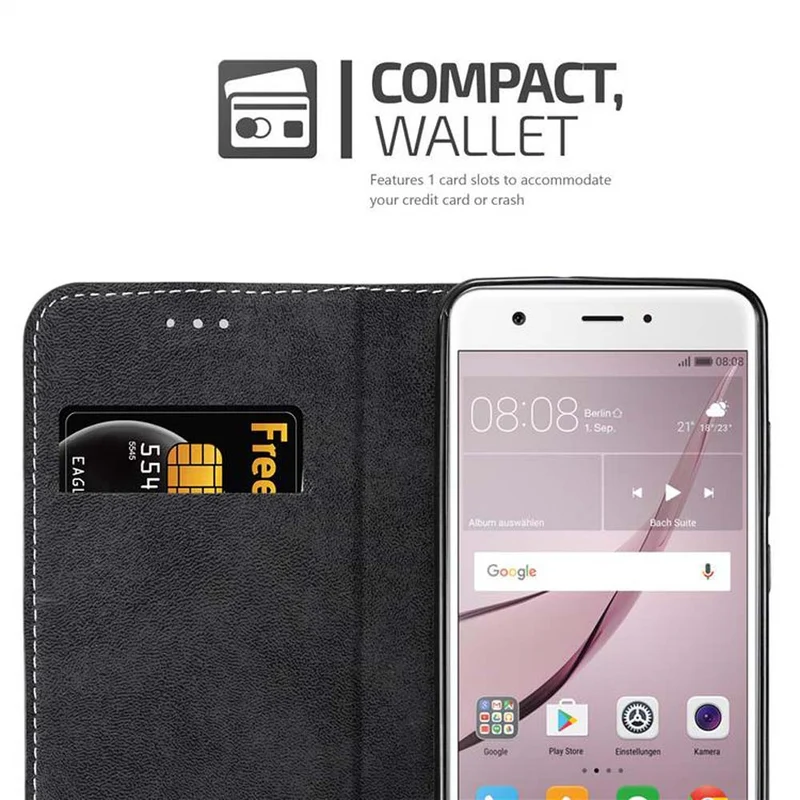 Cadorabo Hülle kompatibel mit Huawei NOVA Schutzhülle mit Magnetverschluss, Standfunktion und Kartenfach