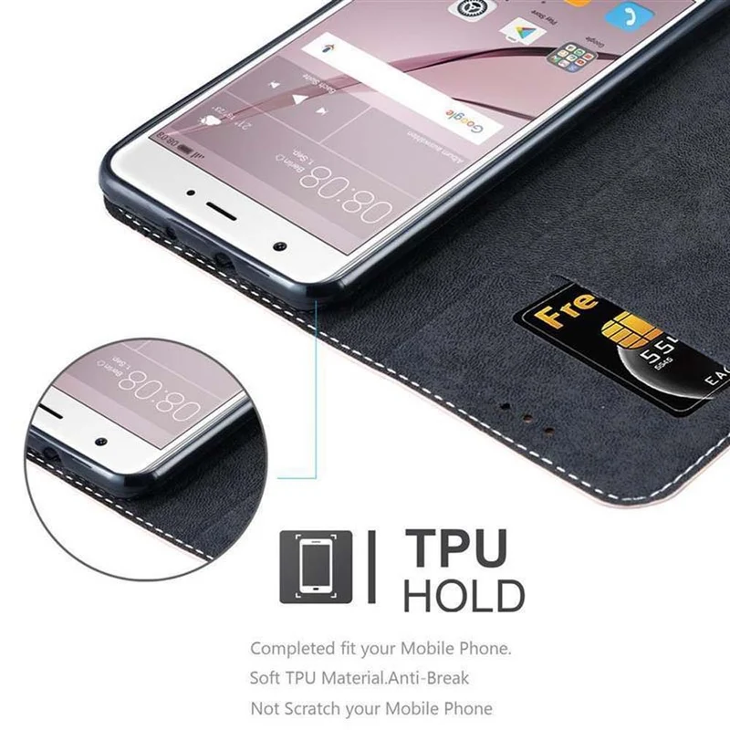 Cadorabo Hülle kompatibel mit Huawei NOVA Schutzhülle mit Magnetverschluss, Standfunktion und Kartenfach