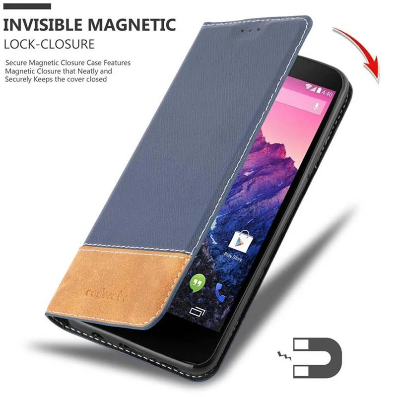 Cadorabo Hülle kompatibel mit LG Google NEXUS 5 Schutzhülle mit Magnetverschluss, Standfunktion und Kartenfach