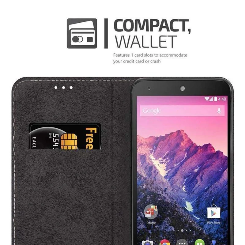 Cadorabo Hülle kompatibel mit LG Google NEXUS 5 Schutzhülle mit Magnetverschluss, Standfunktion und Kartenfach