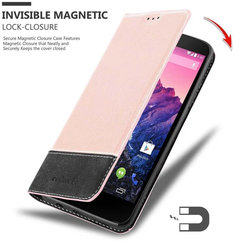 Cadorabo Hülle kompatibel mit LG Google NEXUS 5 Schutzhülle mit Magnetverschluss, Standfunktion und Kartenfach