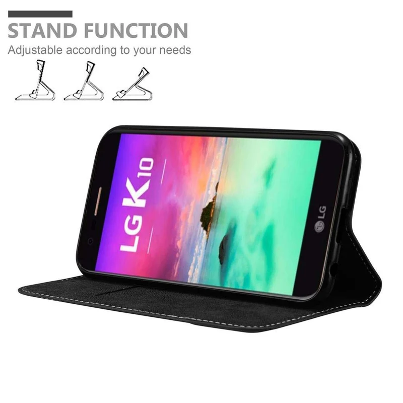 Cadorabo Hülle kompatibel mit LG K10 2017 Schutzhülle mit Magnetverschluss, Standfunktion und Kartenfach