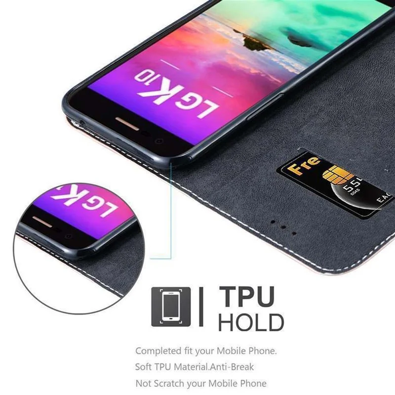 Cadorabo Hülle kompatibel mit LG K10 2017 Schutzhülle mit Magnetverschluss, Standfunktion und Kartenfach