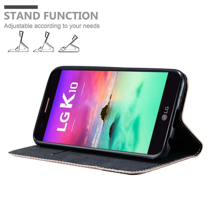 Cadorabo Hülle kompatibel mit LG K10 2017 Schutzhülle mit Magnetverschluss, Standfunktion und Kartenfach