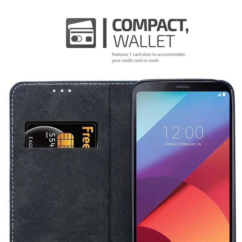 Cadorabo Hülle kompatibel mit LG G6 Schutzhülle mit Magnetverschluss, Standfunktion und Kartenfach