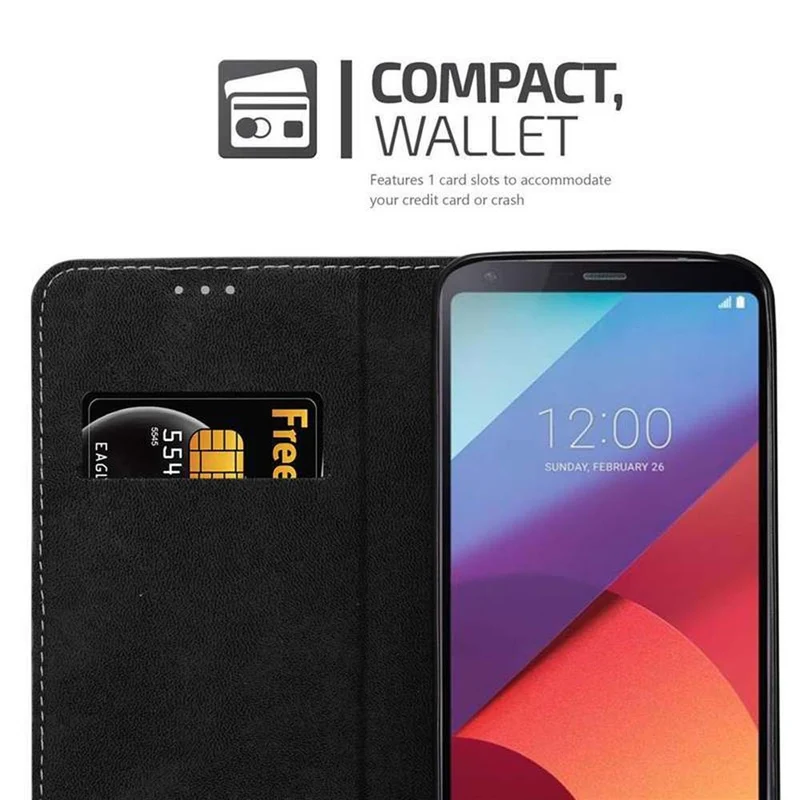 Cadorabo Hülle kompatibel mit LG G6 Schutzhülle mit Magnetverschluss, Standfunktion und Kartenfach