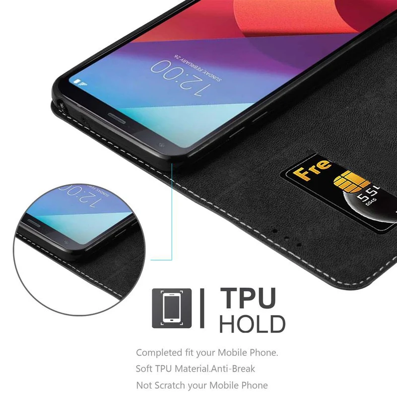 Cadorabo Hülle kompatibel mit LG G6 Schutzhülle mit Magnetverschluss, Standfunktion und Kartenfach