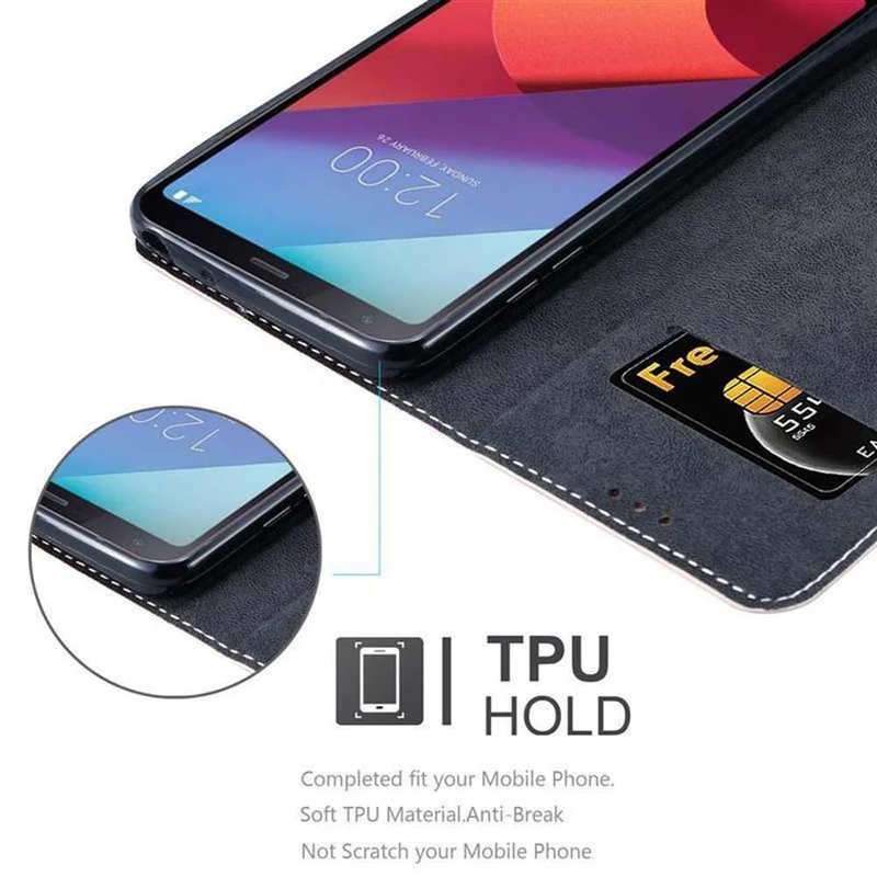 Cadorabo Hülle kompatibel mit LG G6 Schutzhülle mit Magnetverschluss, Standfunktion und Kartenfach