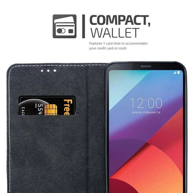 Cadorabo Hülle kompatibel mit LG G6 Schutzhülle mit Magnetverschluss, Standfunktion und Kartenfach