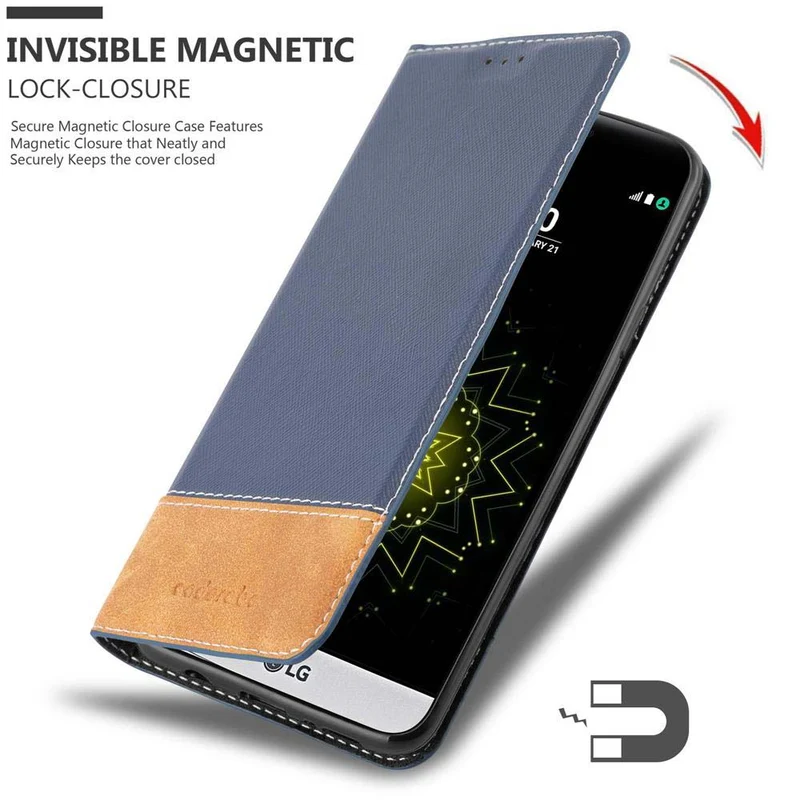 Cadorabo Hülle kompatibel mit LG G5 Schutzhülle mit Magnetverschluss, Standfunktion und Kartenfach