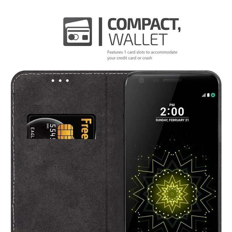 Cadorabo Hülle kompatibel mit LG G5 Schutzhülle mit Magnetverschluss, Standfunktion und Kartenfach