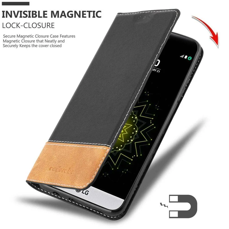 Cadorabo Hülle kompatibel mit LG G5 Schutzhülle mit Magnetverschluss, Standfunktion und Kartenfach
