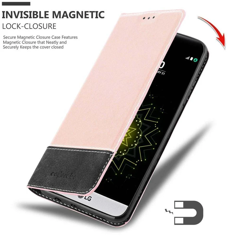 Cadorabo Hülle kompatibel mit LG G5 Schutzhülle mit Magnetverschluss, Standfunktion und Kartenfach