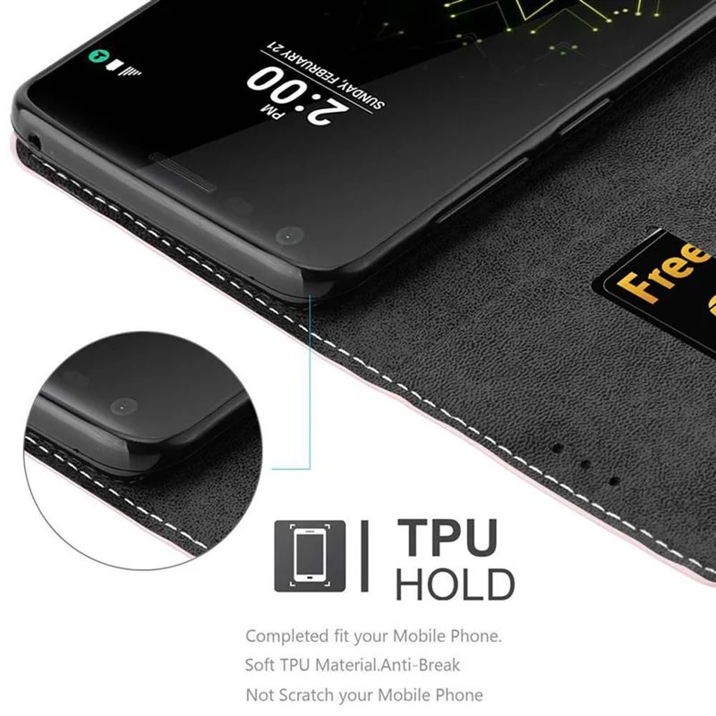 Cadorabo Hülle kompatibel mit LG G5 Schutzhülle mit Magnetverschluss, Standfunktion und Kartenfach