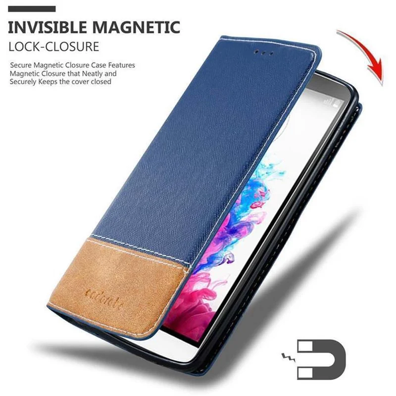 Cadorabo Hülle kompatibel mit LG G3 Schutzhülle mit Magnetverschluss, Standfunktion und Kartenfach