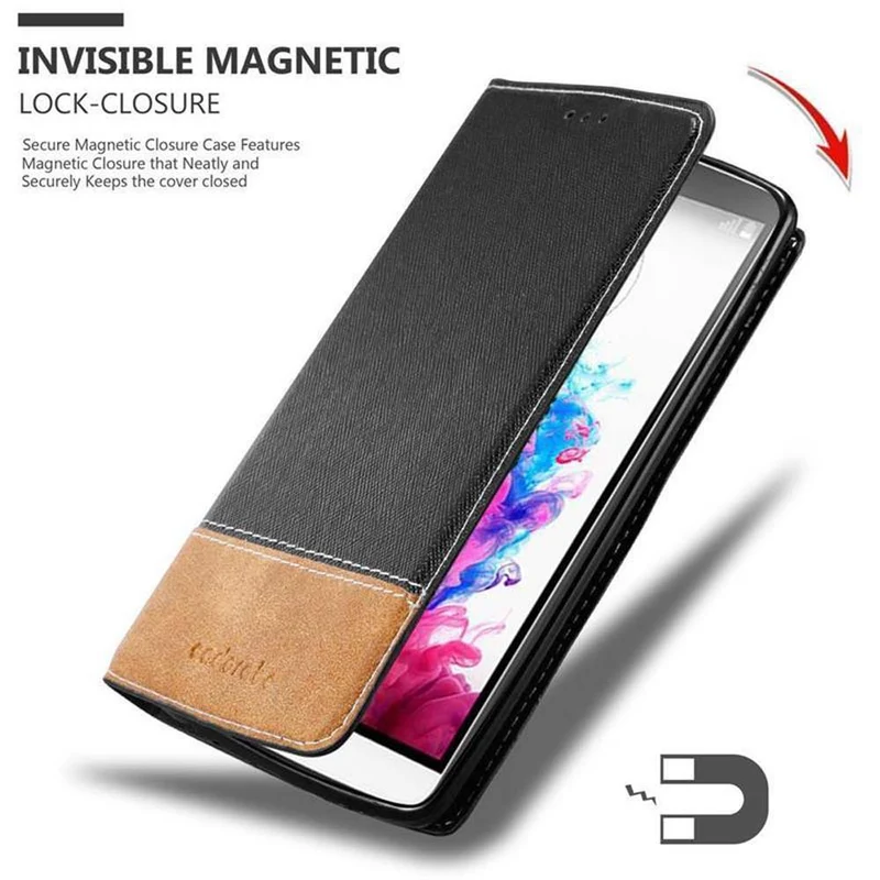 Cadorabo Hülle kompatibel mit LG G3 Schutzhülle mit Magnetverschluss, Standfunktion und Kartenfach