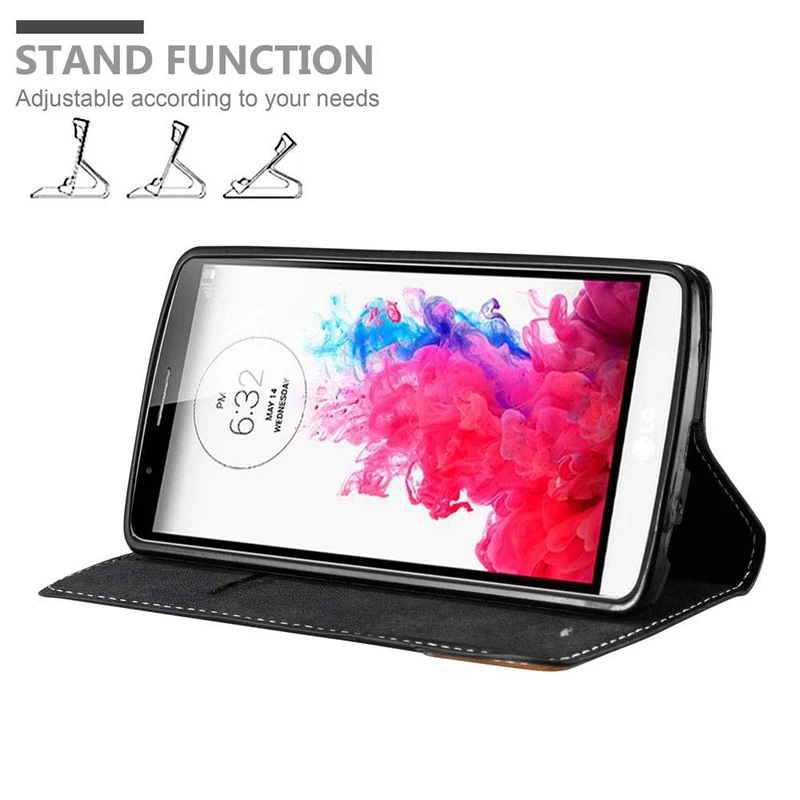 Cadorabo Hülle kompatibel mit LG G3 Schutzhülle mit Magnetverschluss, Standfunktion und Kartenfach