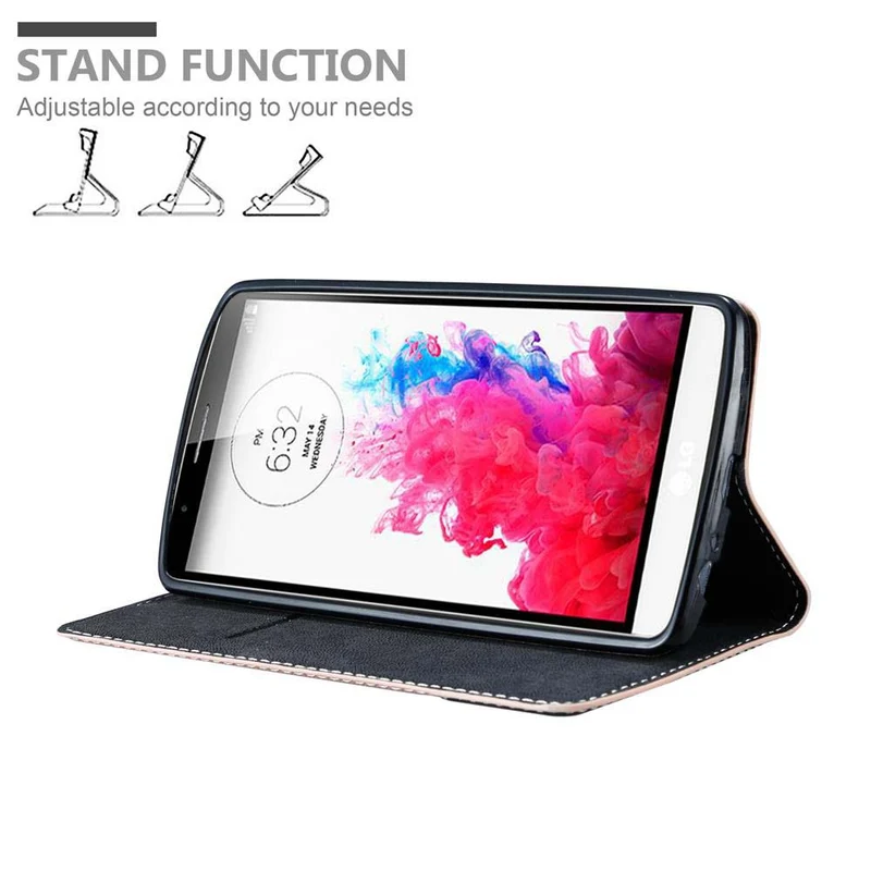 Cadorabo Hülle kompatibel mit LG G3 Schutzhülle mit Magnetverschluss, Standfunktion und Kartenfach