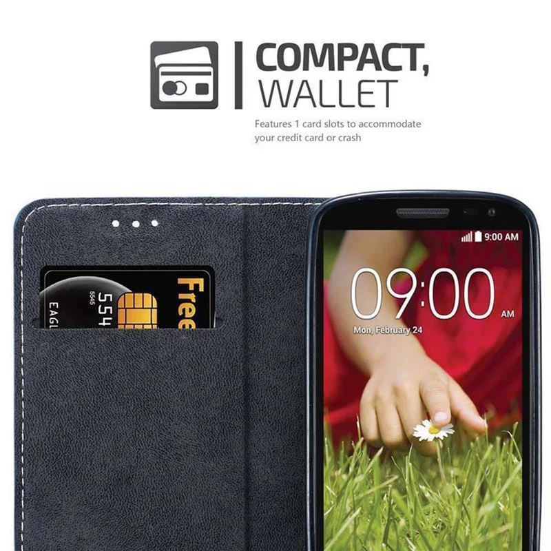 Cadorabo Hülle kompatibel mit LG G2 MINI Schutzhülle mit Magnetverschluss, Standfunktion und Kartenfach