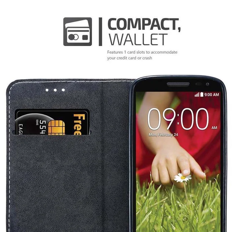 Cadorabo Hülle kompatibel mit LG G2 MINI Schutzhülle mit Magnetverschluss, Standfunktion und Kartenfach