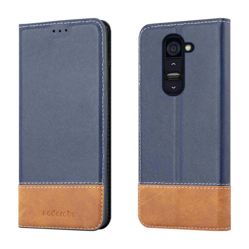 Cadorabo Hülle kompatibel mit LG G2 Schutzhülle mit Magnetverschluss, Standfunktion und Kartenfach