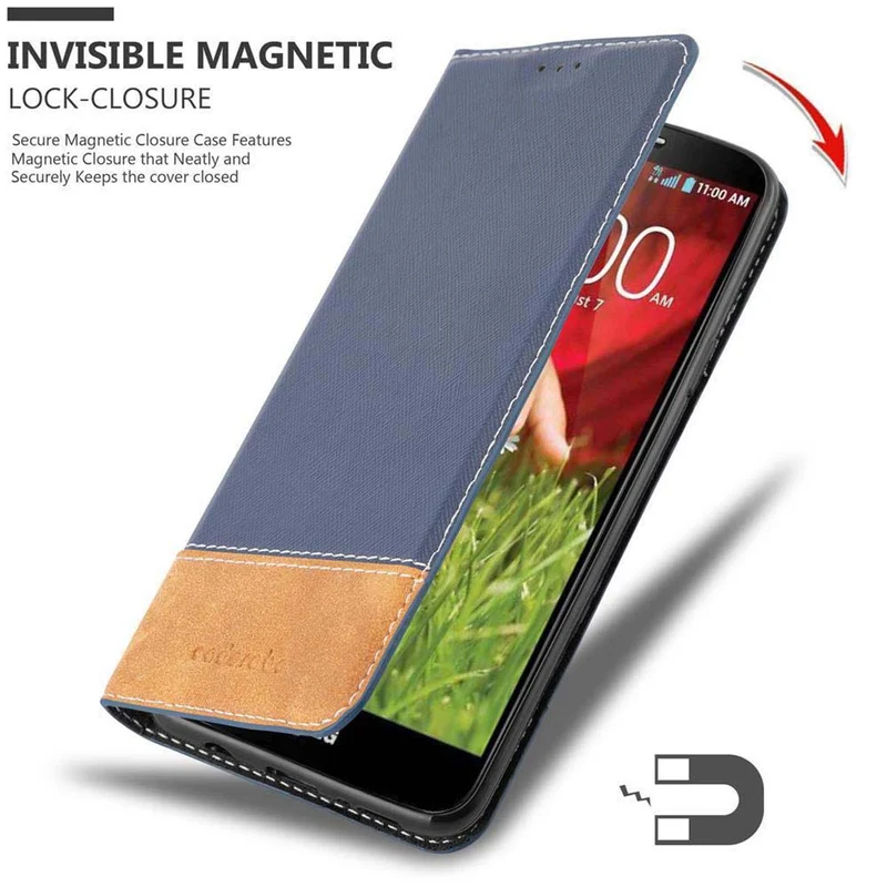Cadorabo Hülle kompatibel mit LG G2 Schutzhülle mit Magnetverschluss, Standfunktion und Kartenfach