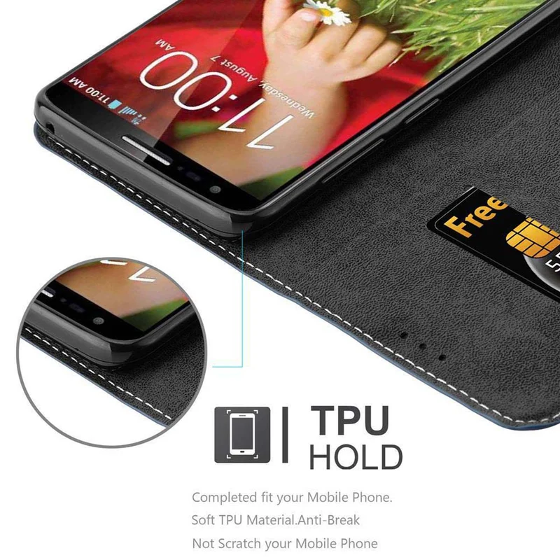 Cadorabo Hülle kompatibel mit LG G2 Schutzhülle mit Magnetverschluss, Standfunktion und Kartenfach