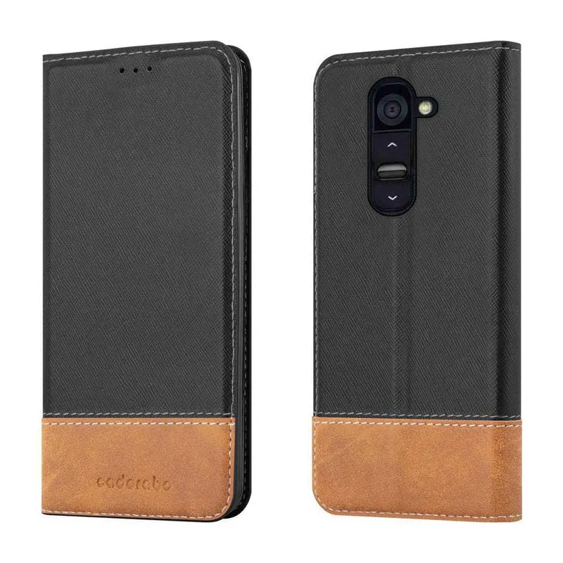 Cadorabo Hülle kompatibel mit LG G2 Schutzhülle mit Magnetverschluss, Standfunktion und Kartenfach