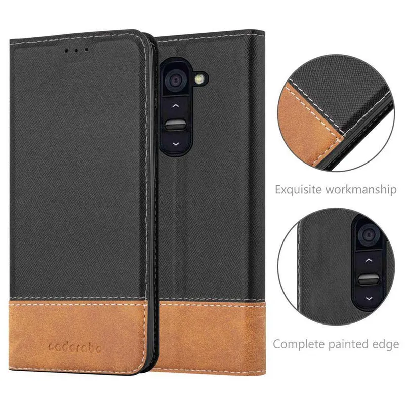Cadorabo Hülle kompatibel mit LG G2 Schutzhülle mit Magnetverschluss, Standfunktion und Kartenfach