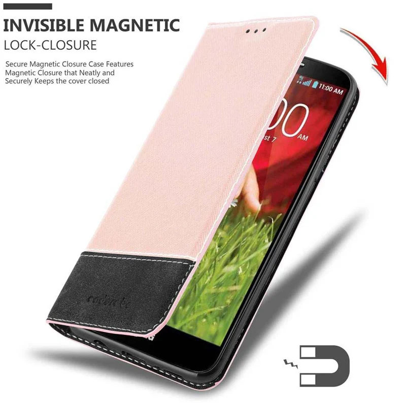Cadorabo Hülle kompatibel mit LG G2 Schutzhülle mit Magnetverschluss, Standfunktion und Kartenfach