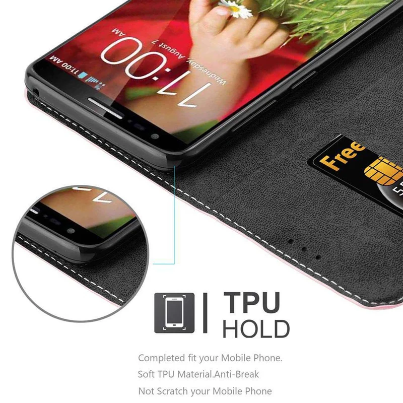 Cadorabo Hülle kompatibel mit LG G2 Schutzhülle mit Magnetverschluss, Standfunktion und Kartenfach