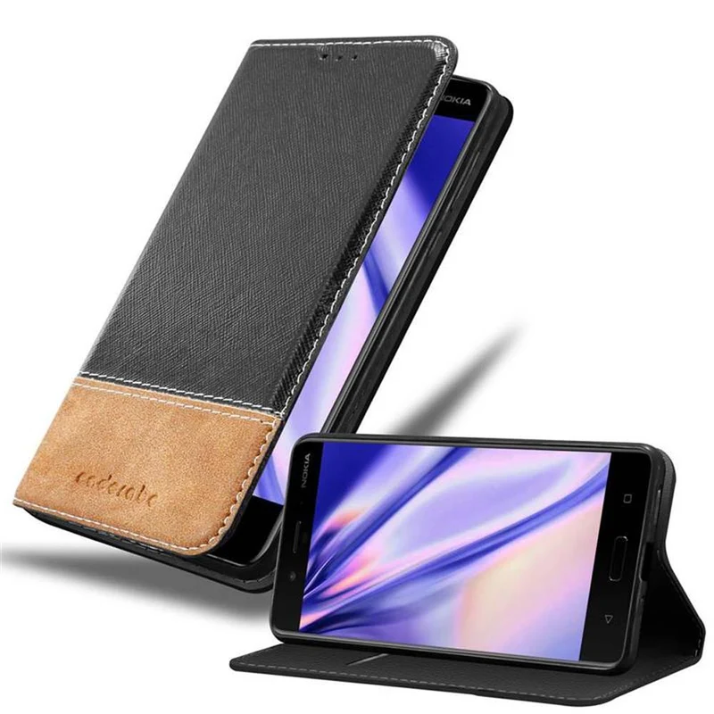 Cadorabo Hülle kompatibel mit Nokia 8 2017 Schutzhülle mit Magnetverschluss, Standfunktion und Kartenfach