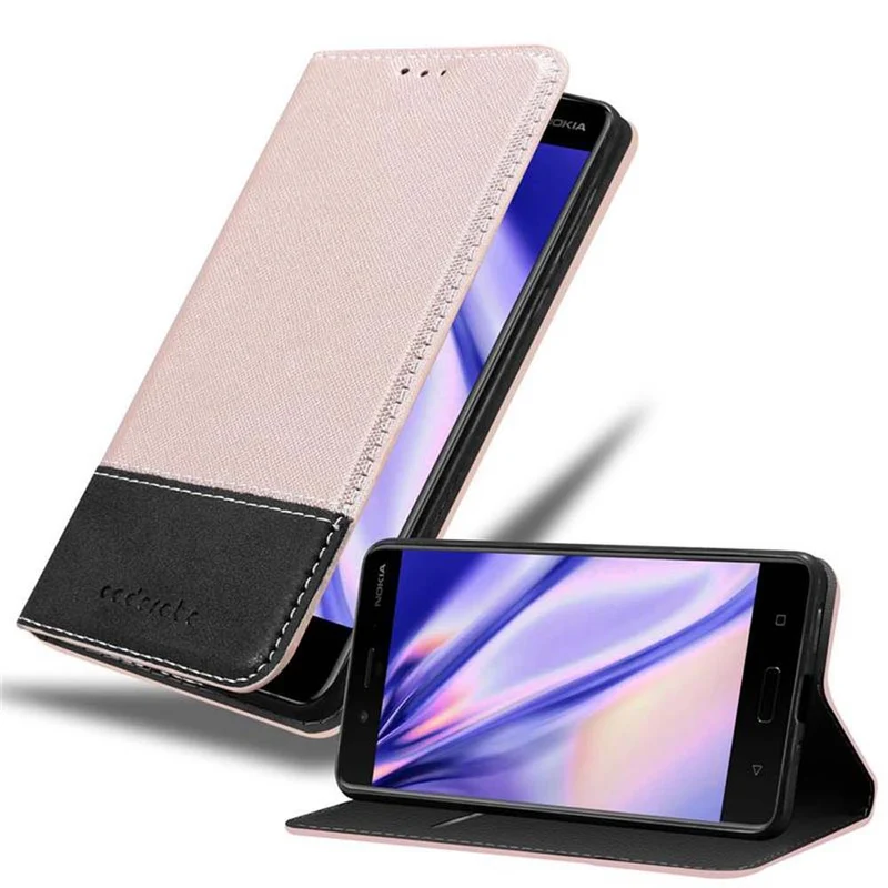 Cadorabo Hülle kompatibel mit Nokia 8 2017 Schutzhülle mit Magnetverschluss, Standfunktion und Kartenfach
