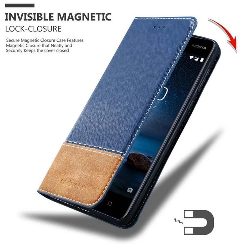 Cadorabo Hülle kompatibel mit Nokia 8 2017 Schutzhülle mit Magnetverschluss, Standfunktion und Kartenfach