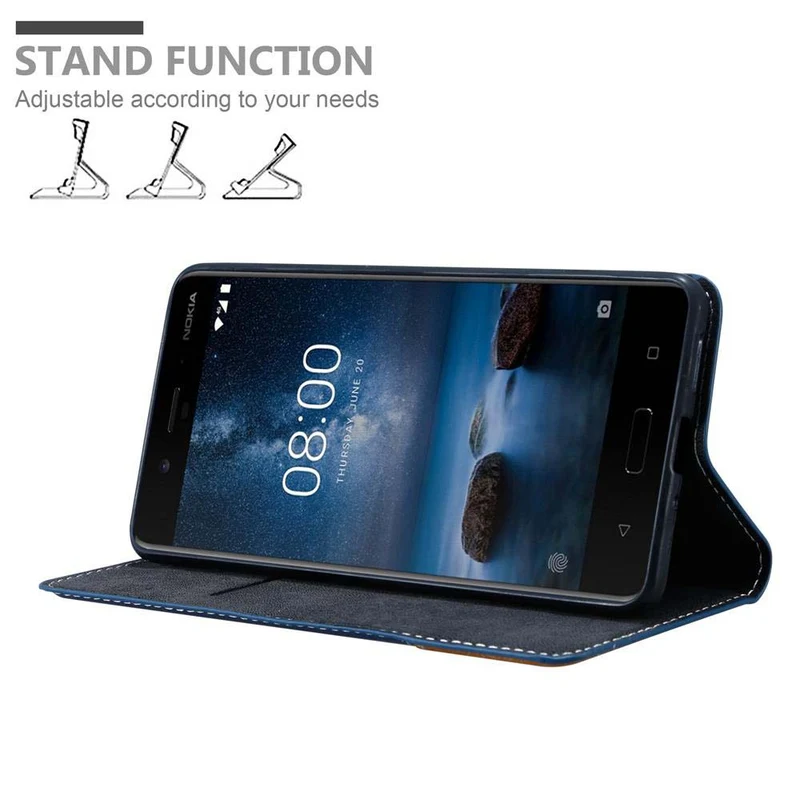 Cadorabo Hülle kompatibel mit Nokia 8 2017 Schutzhülle mit Magnetverschluss, Standfunktion und Kartenfach