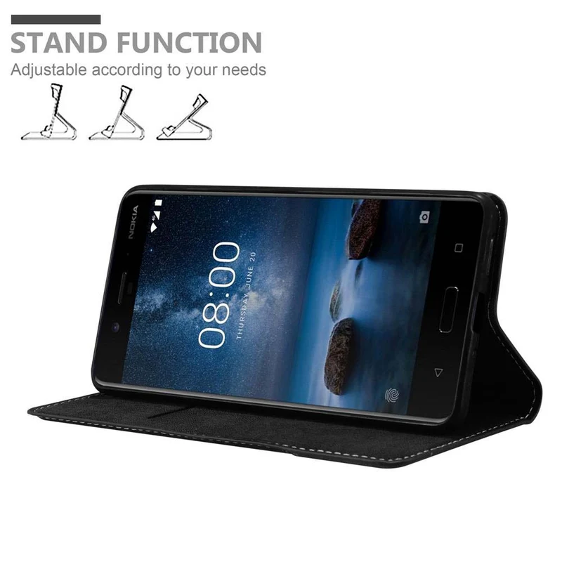 Cadorabo Hülle kompatibel mit Nokia 8 2017 Schutzhülle mit Magnetverschluss, Standfunktion und Kartenfach