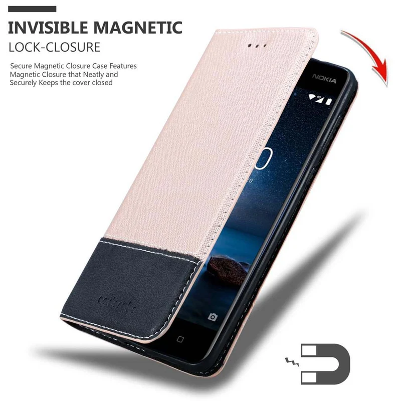 Cadorabo Hülle kompatibel mit Nokia 8 2017 Schutzhülle mit Magnetverschluss, Standfunktion und Kartenfach