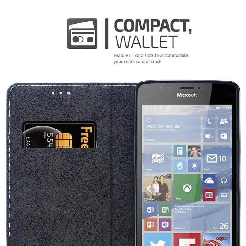 Cadorabo Hülle kompatibel mit Nokia Lumia 950 Schutzhülle mit Magnetverschluss, Standfunktion und Kartenfach