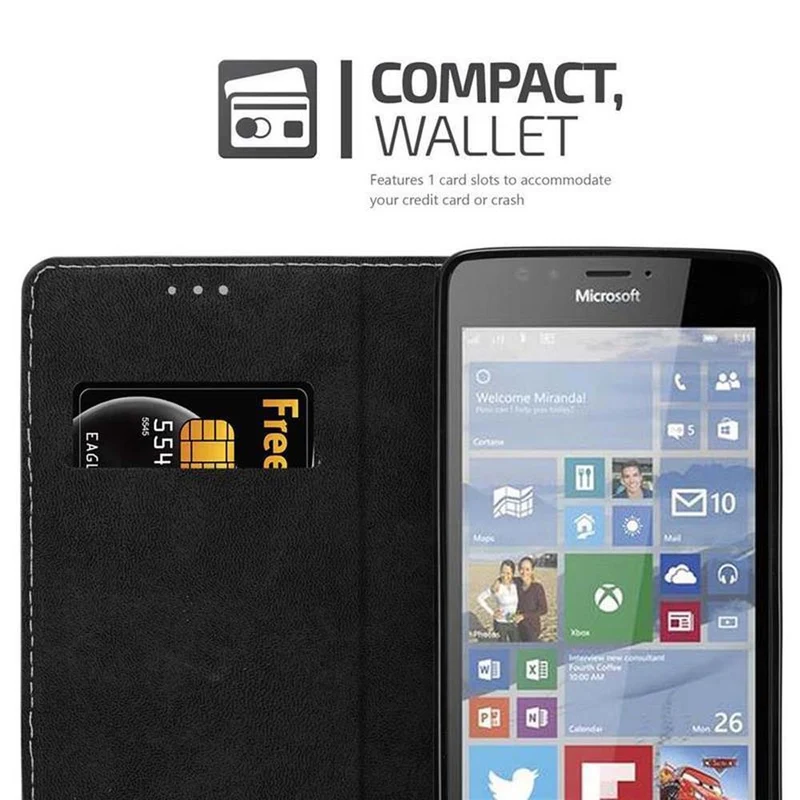 Cadorabo Hülle kompatibel mit Nokia Lumia 950 Schutzhülle mit Magnetverschluss, Standfunktion und Kartenfach