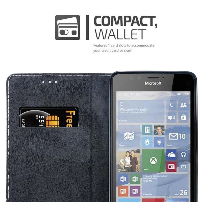 Cadorabo Hülle kompatibel mit Nokia Lumia 950 Schutzhülle mit Magnetverschluss, Standfunktion und Kartenfach