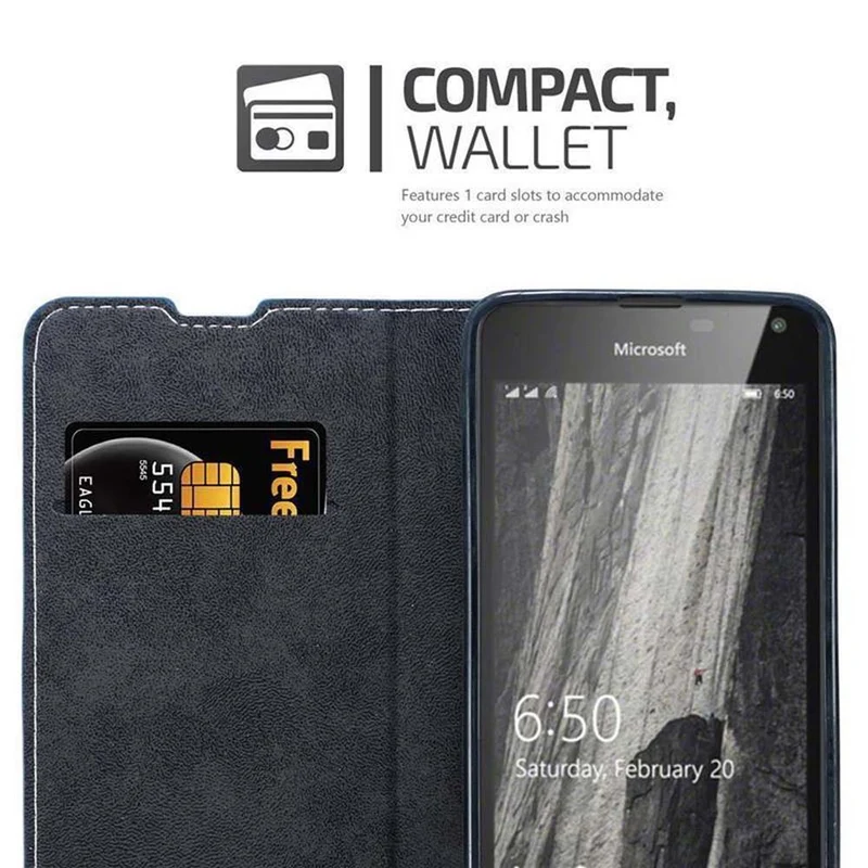 Cadorabo Hülle kompatibel mit Nokia Lumia 650 Schutzhülle mit Magnetverschluss, Standfunktion und Kartenfach