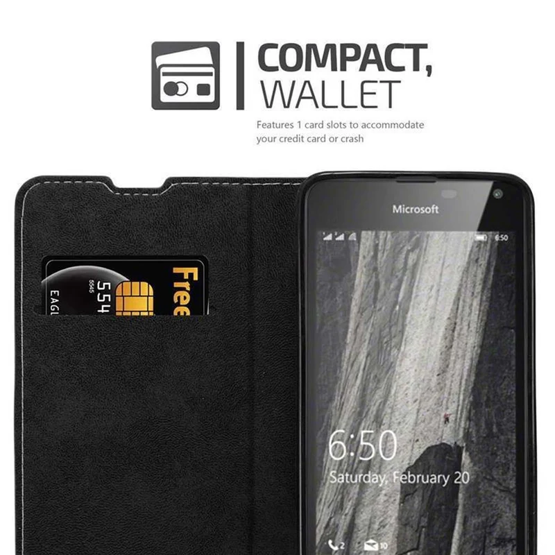 Cadorabo Hülle kompatibel mit Nokia Lumia 650 Schutzhülle mit Magnetverschluss, Standfunktion und Kartenfach