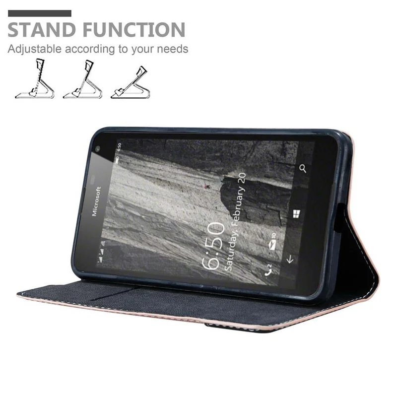 Cadorabo Hülle kompatibel mit Nokia Lumia 650 Schutzhülle mit Magnetverschluss, Standfunktion und Kartenfach