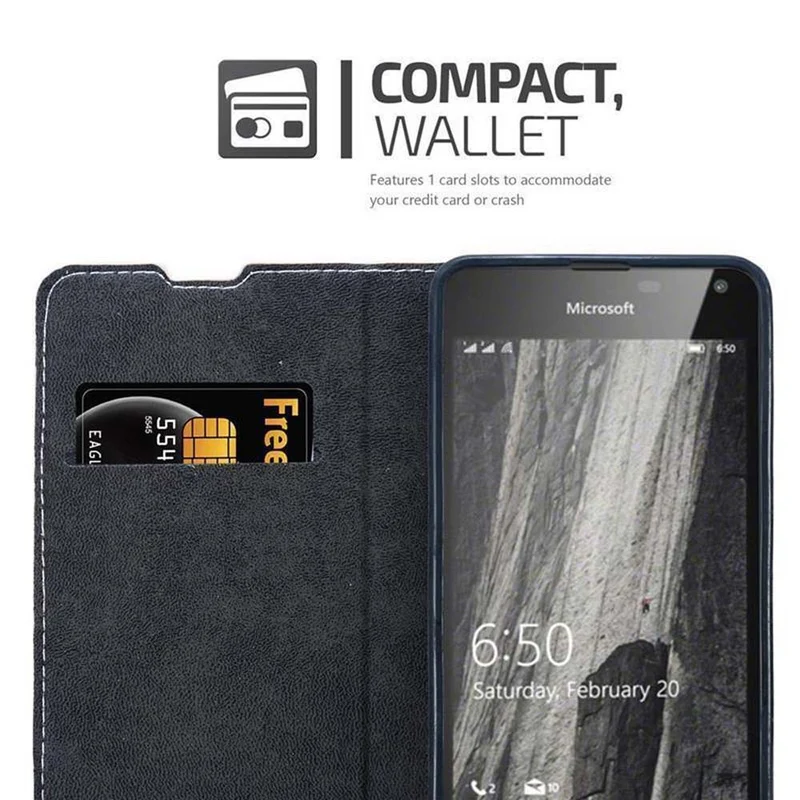 Cadorabo Hülle kompatibel mit Nokia Lumia 650 Schutzhülle mit Magnetverschluss, Standfunktion und Kartenfach
