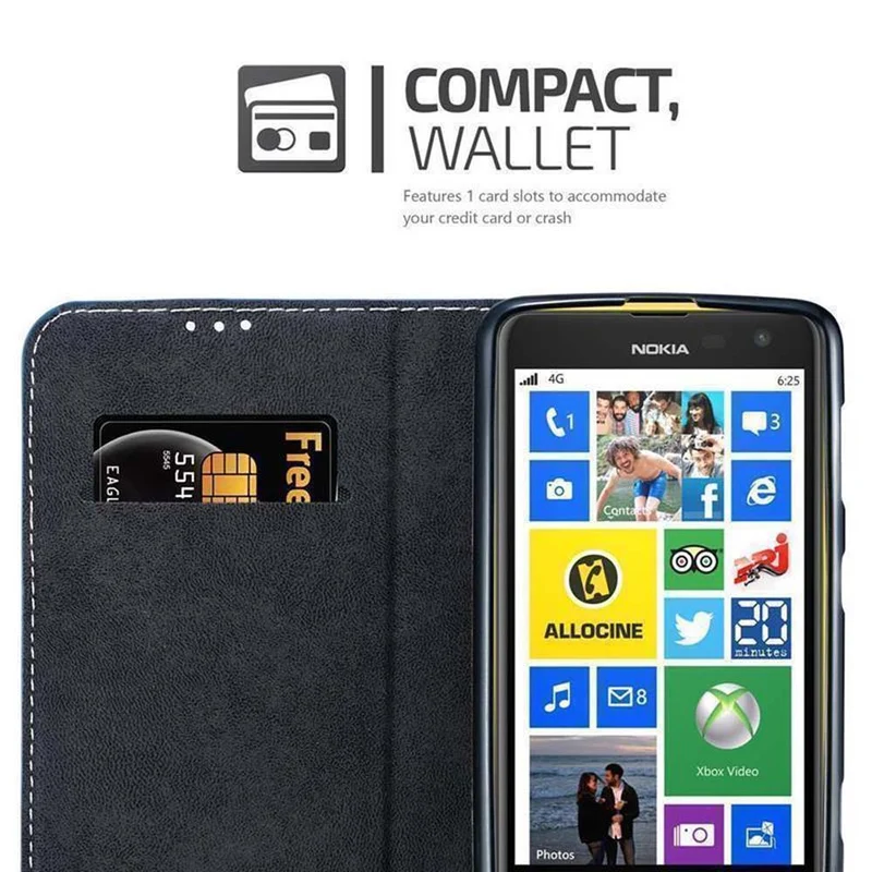Cadorabo Hülle kompatibel mit Nokia Lumia 625 Schutzhülle mit Magnetverschluss, Standfunktion und Kartenfach