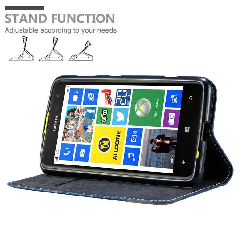 Cadorabo Hülle kompatibel mit Nokia Lumia 625 Schutzhülle mit Magnetverschluss, Standfunktion und Kartenfach