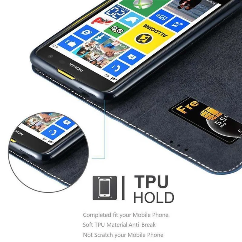 Cadorabo Hülle kompatibel mit Nokia Lumia 625 Schutzhülle mit Magnetverschluss, Standfunktion und Kartenfach