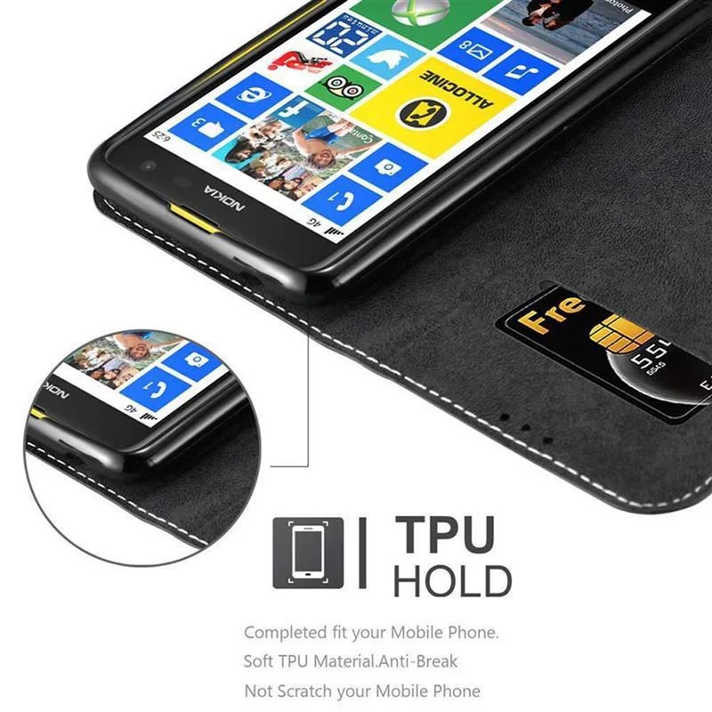 Cadorabo Hülle kompatibel mit Nokia Lumia 625 Schutzhülle mit Magnetverschluss, Standfunktion und Kartenfach