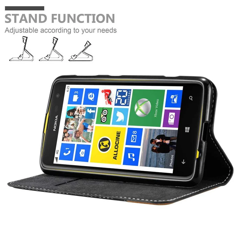 Cadorabo Hülle kompatibel mit Nokia Lumia 625 Schutzhülle mit Magnetverschluss, Standfunktion und Kartenfach